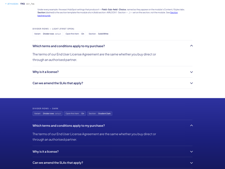 FAQ preview page