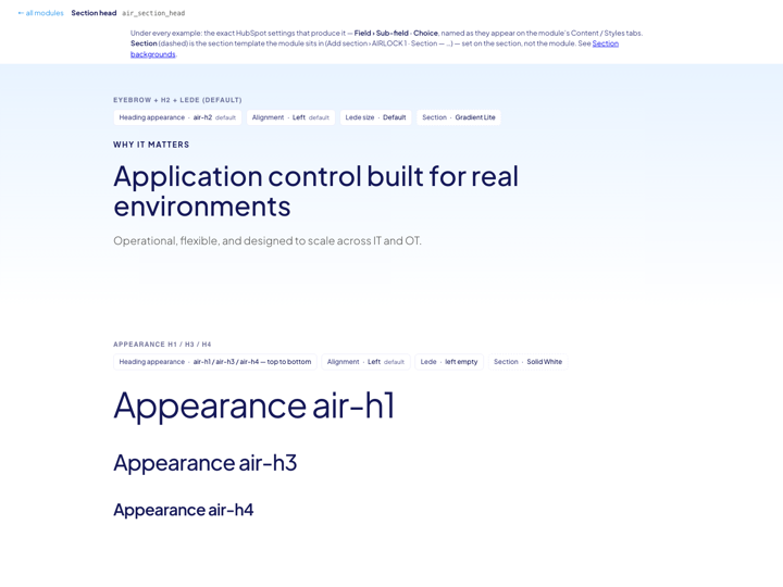 Section head preview page
